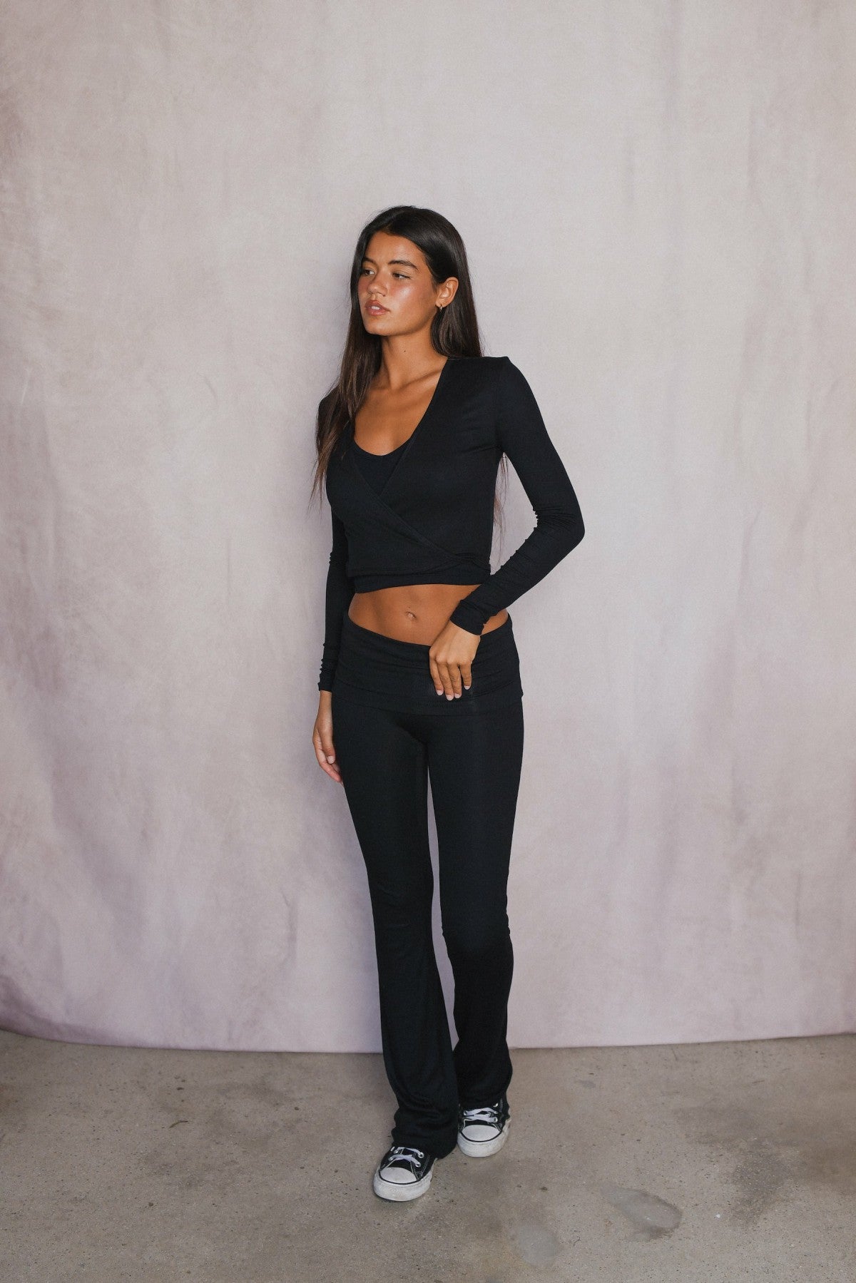 Skatie Britney Pants Baby Ribbed in Black - Clothing