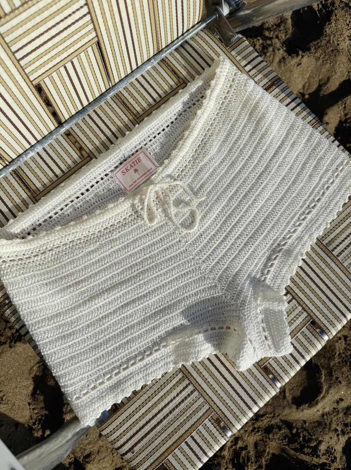 Skatie Scottie Shorts in White Crochet - Swim|New Arrivals