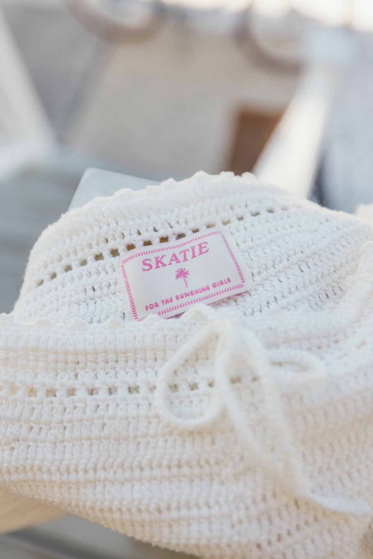 Skatie Scottie Shorts in White Crochet - Swim|New Arrivals