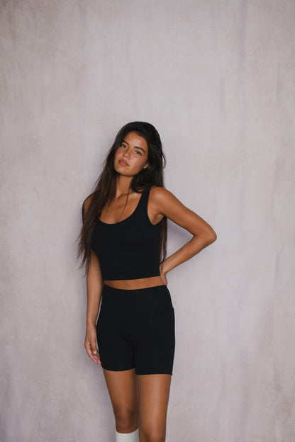 Skatie Baby Ribbed Bike Short in Black - Clothing