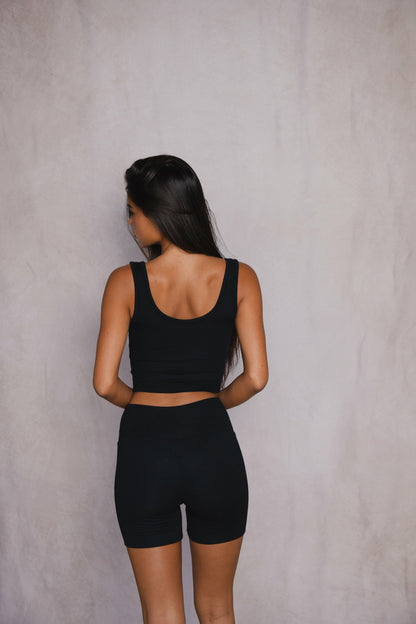 Skatie Baby Ribbed Bike Short in Black - Clothing