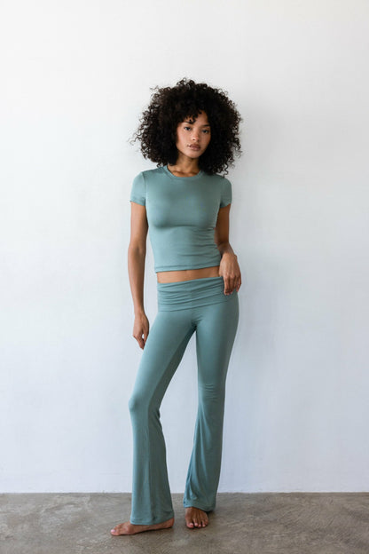 Skatie Britney Pants Baby Ribbed in Sage - Clothing
