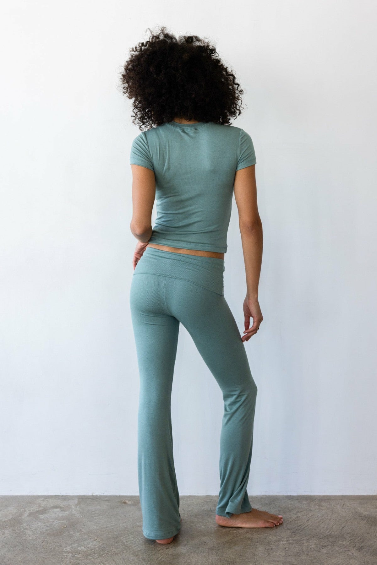 Skatie Britney Pants Baby Ribbed in Sage - Clothing