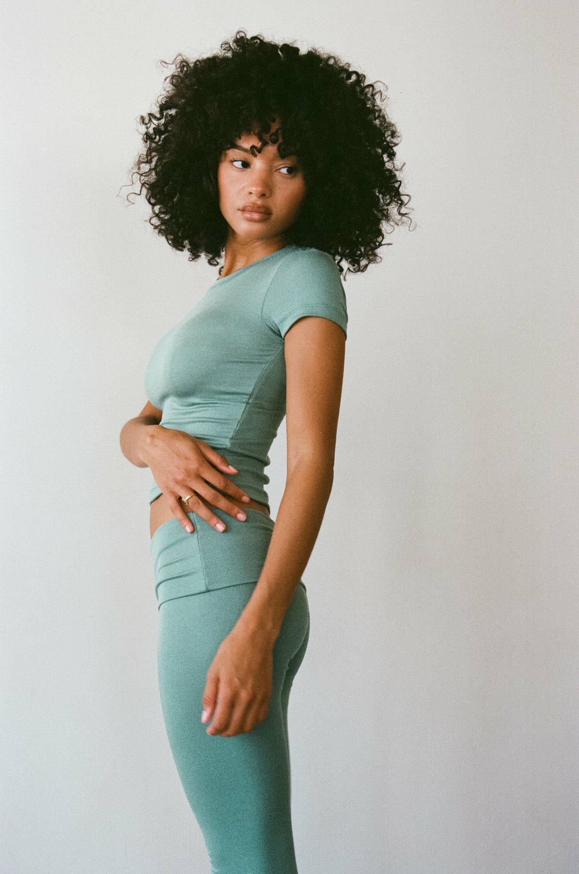 Skatie Britney Pants Baby Ribbed in Sage - Clothing