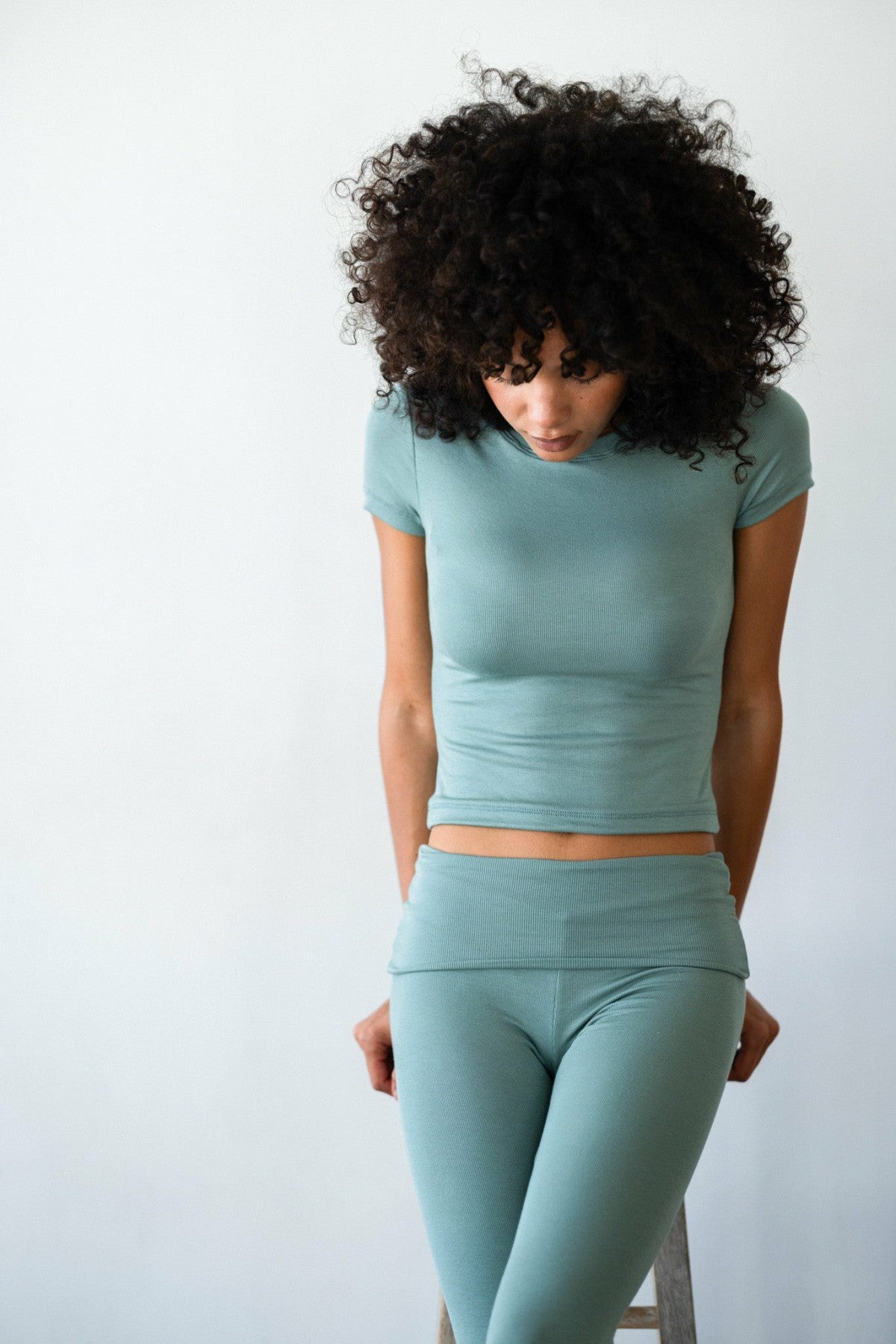 Skatie Britney Pants Baby Ribbed in Sage - Clothing