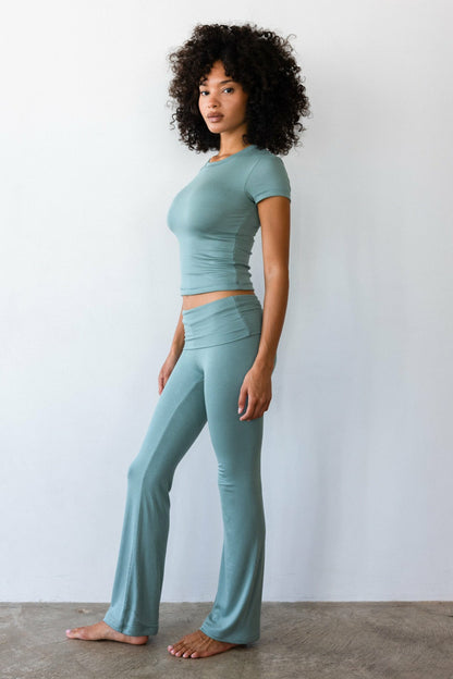 Skatie Britney Pants Baby Ribbed in Sage - Clothing