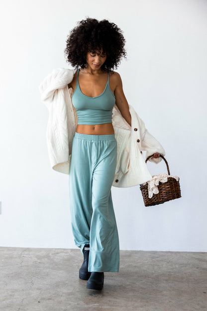 Skatie James Boxer Pants Jersey in Sage - Clothing