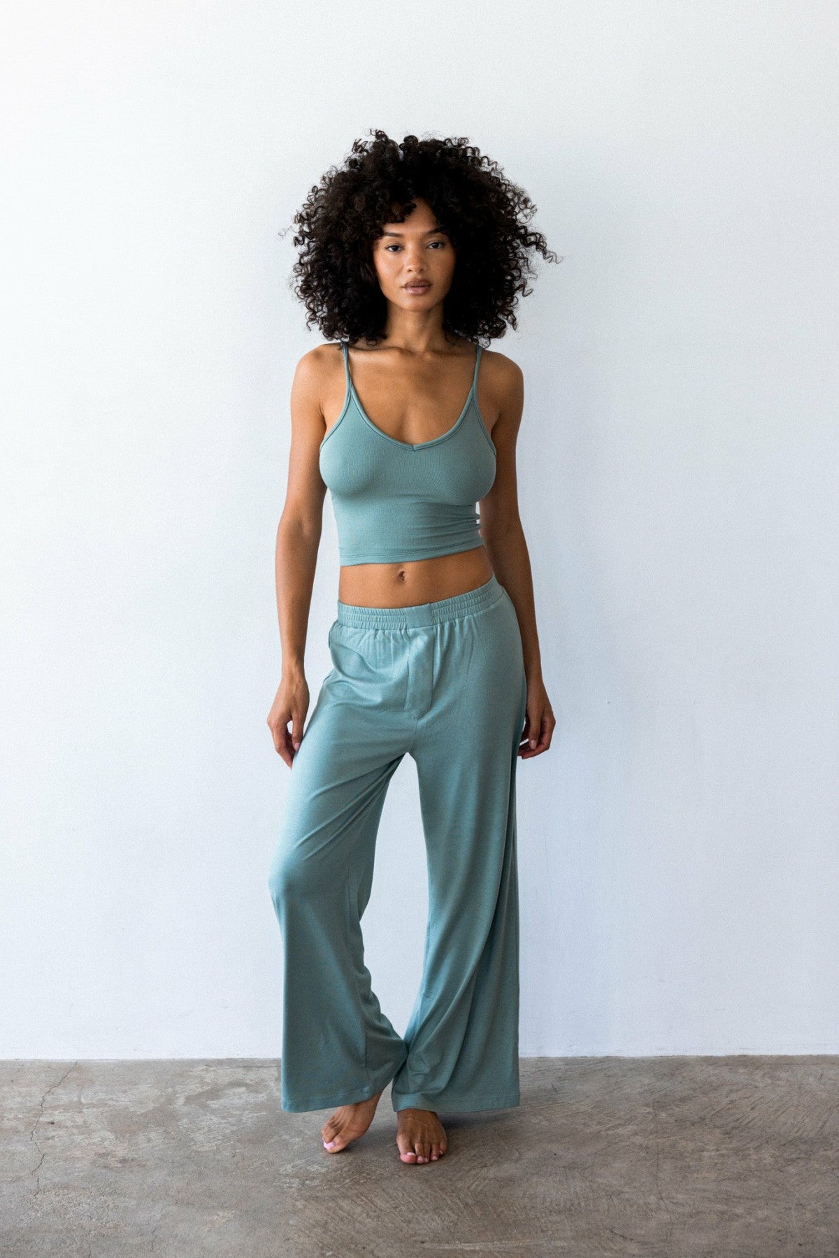 Skatie James Boxer Pants Jersey in Sage - Clothing