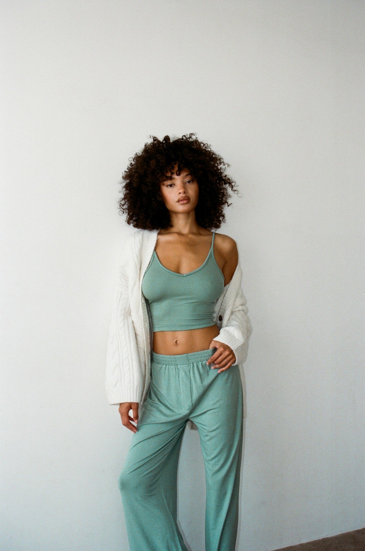 Skatie James Boxer Pants Jersey in Sage - Clothing