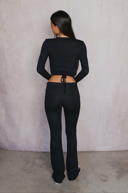 Skatie Britney Pants Baby Ribbed in Black - Clothing