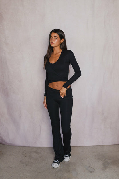 Skatie Britney Pants Baby Ribbed in Black - Clothing