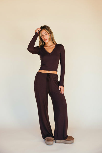 Skatie Henley Top Baby Ribbed in Toasted - Clothing