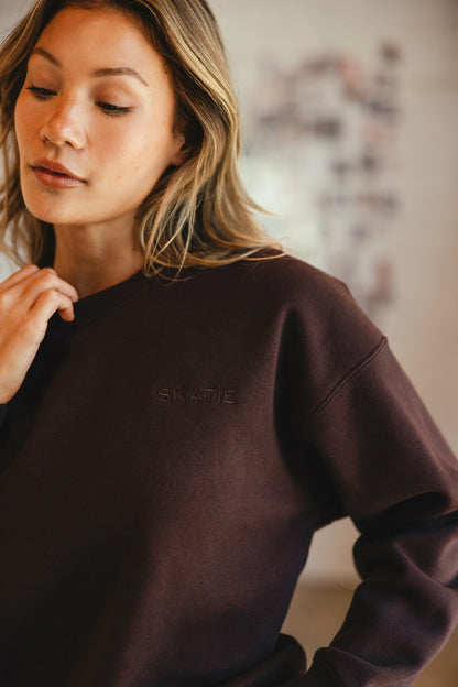 Skatie Ultralux Chris Crewneck in Toasted - Clothing