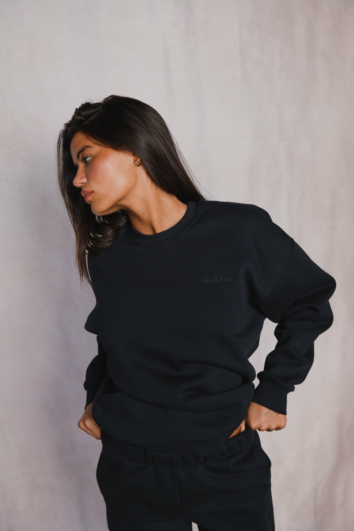 Skatie Ultralux Chris Crewneck in Black - Clothing
