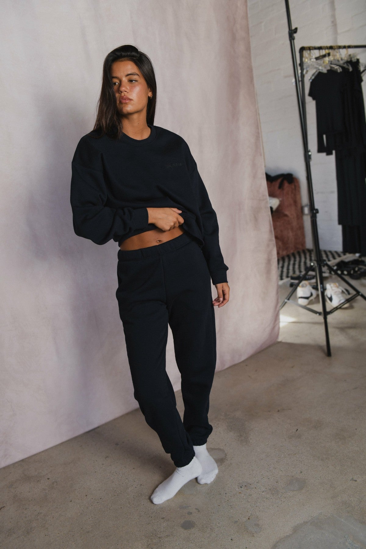 Skatie Ultralux Chris Crewneck in Black - Clothing