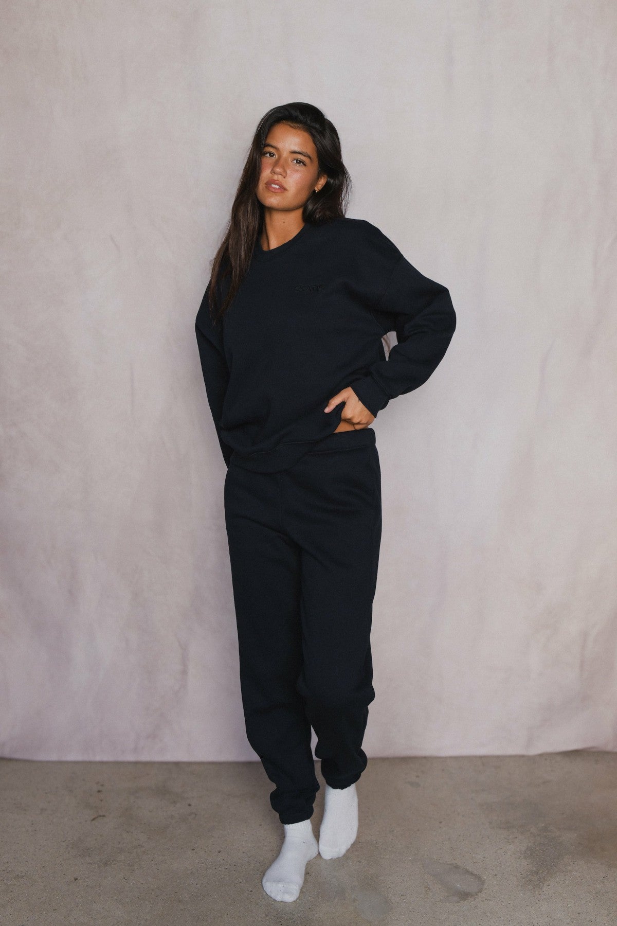 Skatie Ultralux Chris Crewneck in Black - Clothing