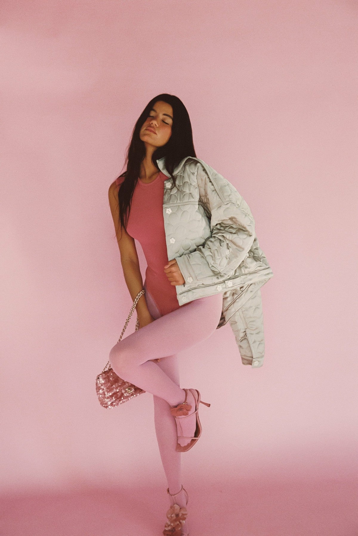 Skatie Quilted Bomber Jacket in Daisy - Clothing
