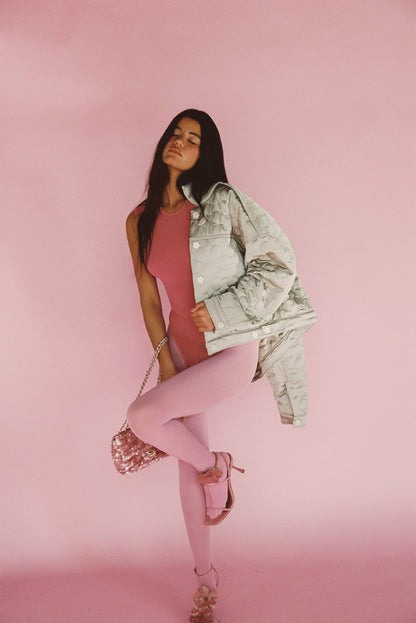 Skatie Quilted Bomber Jacket in Daisy - Clothing
