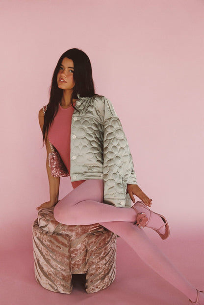 Skatie Quilted Bomber Jacket in Daisy - Clothing