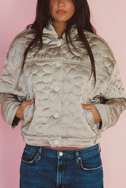 Skatie Quilted Bomber Jacket in Daisy - Clothing