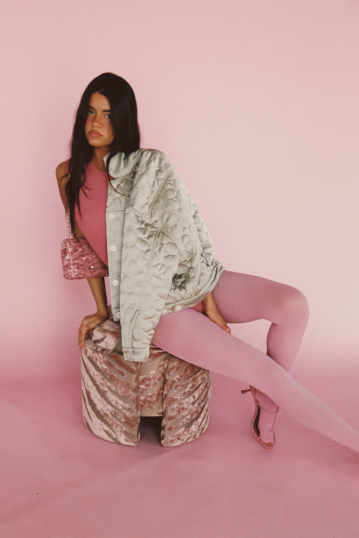 Skatie Quilted Bomber Jacket in Daisy - Clothing
