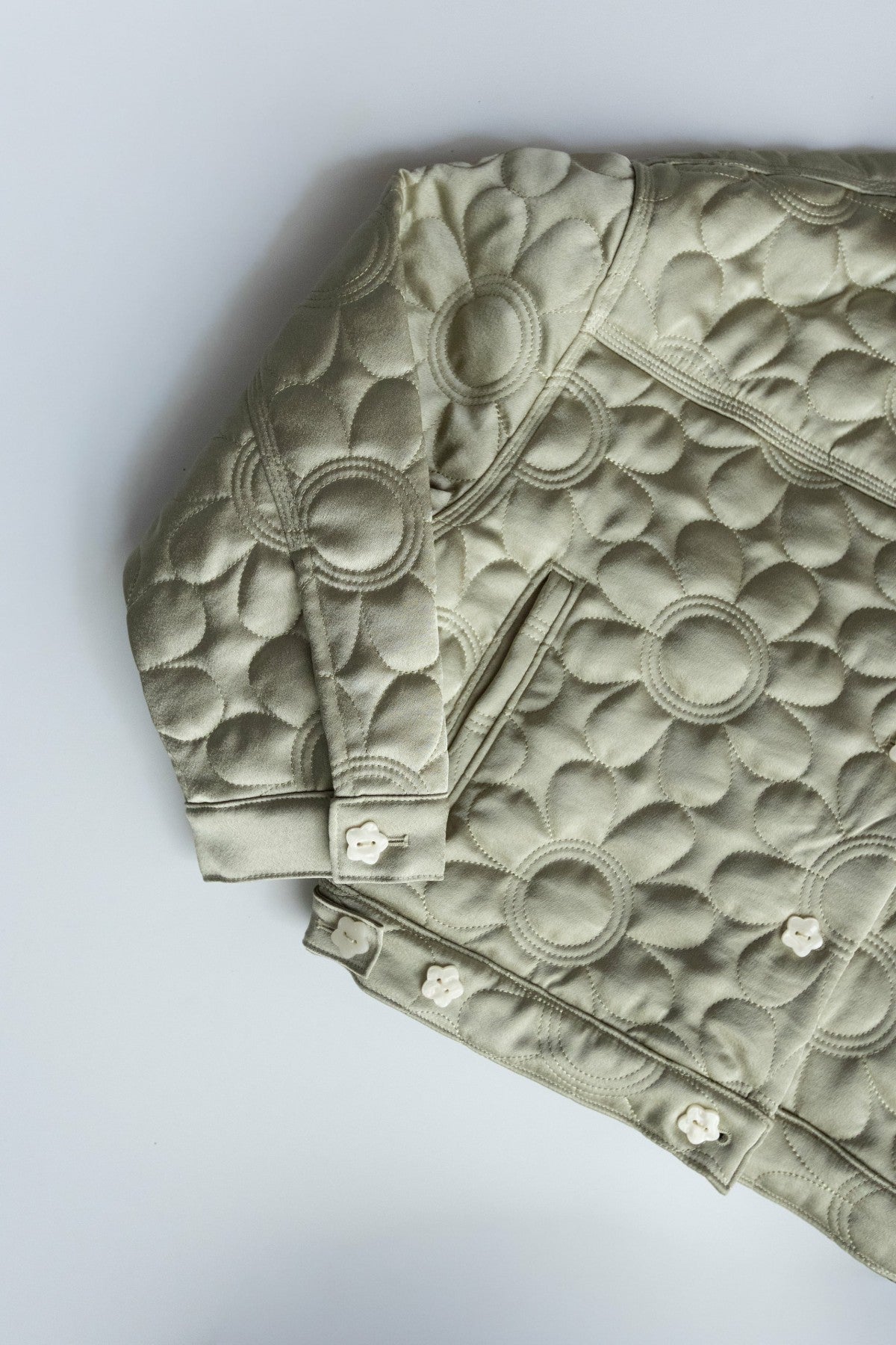 Skatie Quilted Bomber Jacket in Daisy - Clothing
