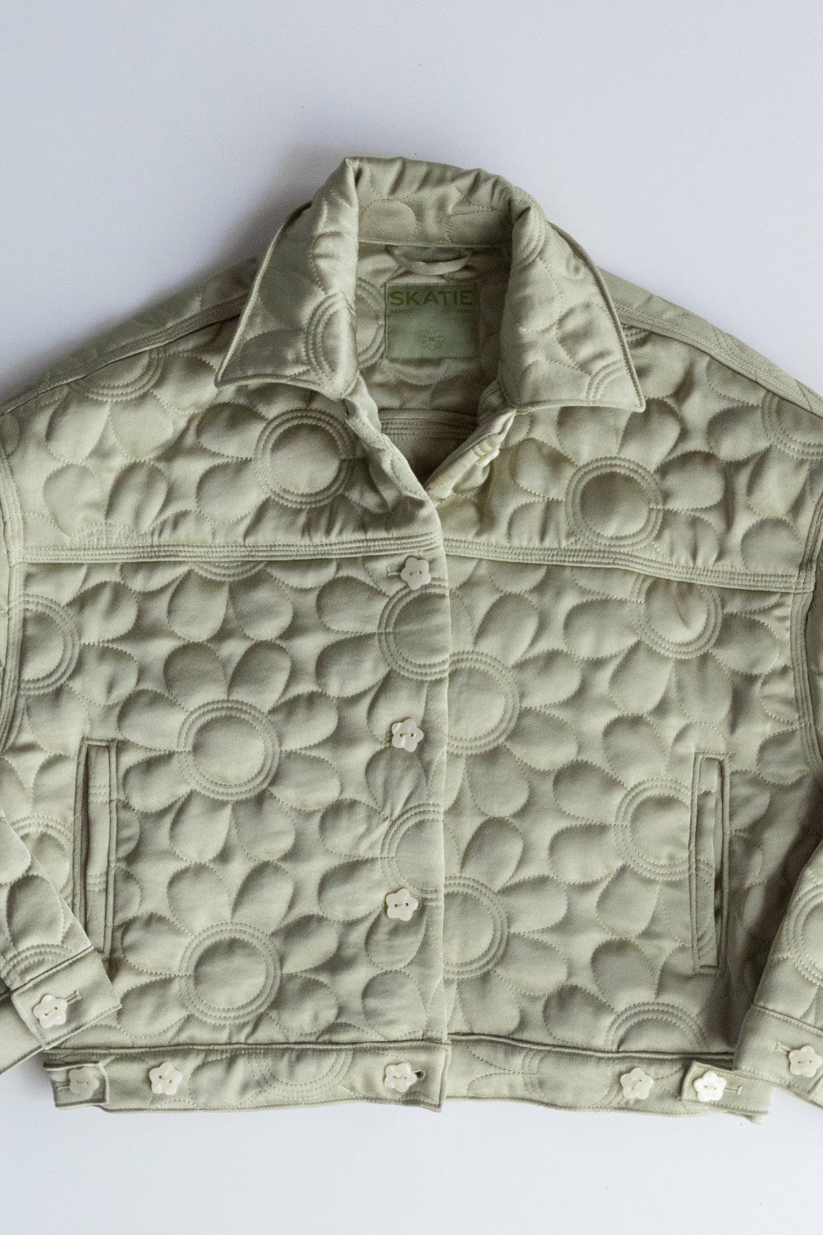 Skatie Quilted Bomber Jacket in Daisy - Clothing