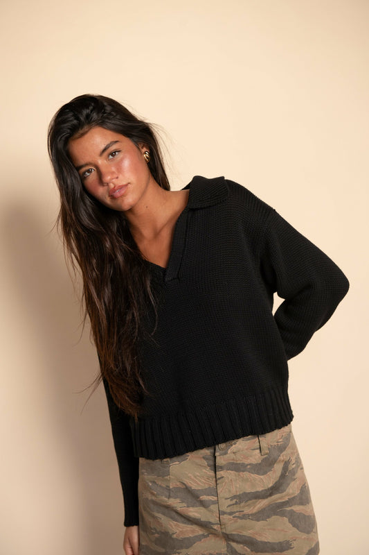 Skatie Preppy Sweater in Black - Wardrobe|Clothing