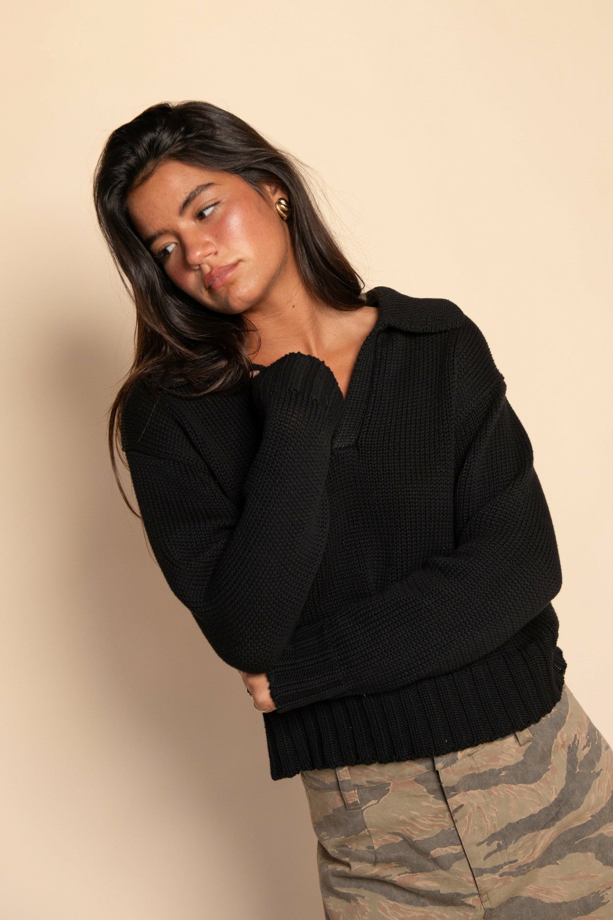 Skatie Preppy Sweater in Black - Wardrobe|Clothing