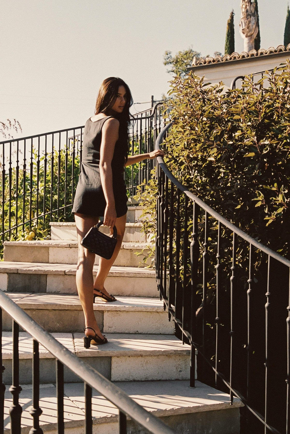 Skatie Icon Mini Dress in Black Linen - Wardrobe|Clothing