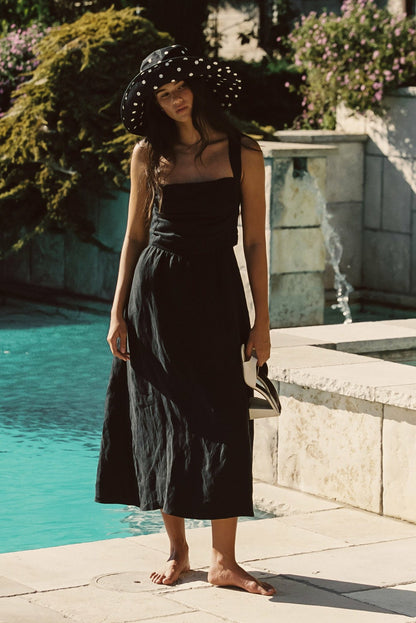 Skatie Heidi Dress in Black Linen - Wardrobe|Clothing