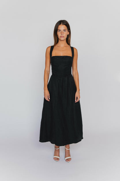 Skatie Heidi Dress in Black Linen - Wardrobe|Clothing