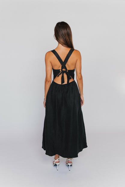 Skatie Heidi Dress in Black Linen - Wardrobe|Clothing