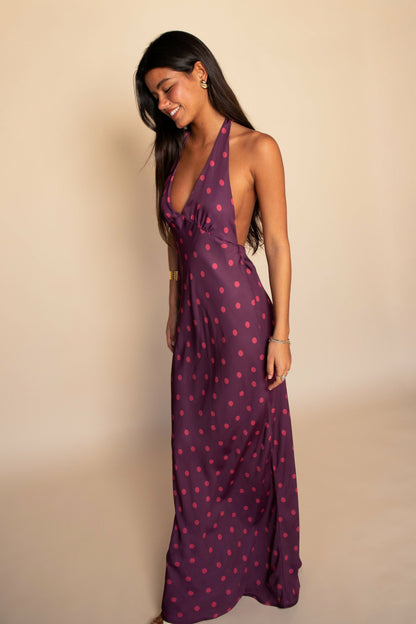 Skatie Goldie Maxi Dress Satin in Dottie - Wardrobe|Sale|Clothing