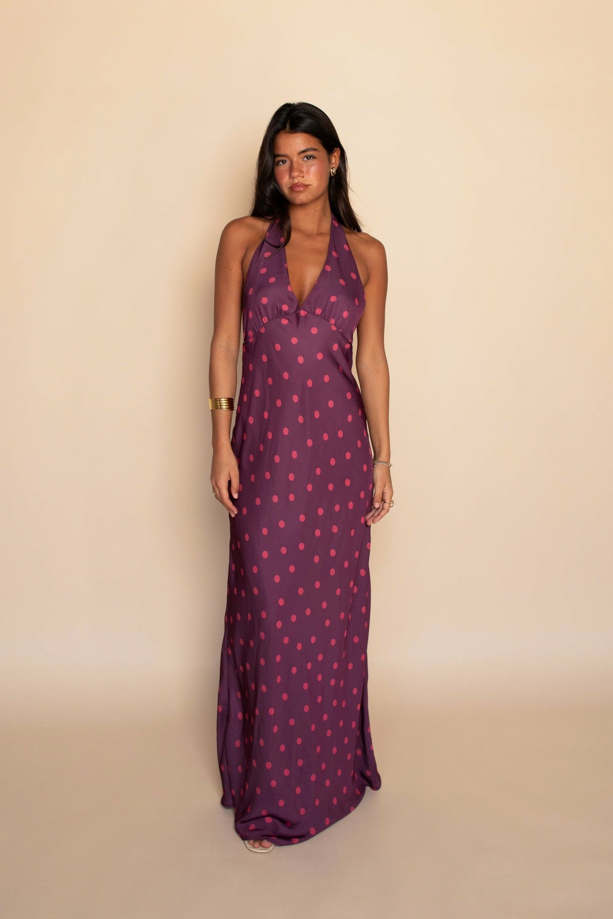 Skatie Goldie Maxi Dress Satin in Dottie - Wardrobe|Sale|Clothing