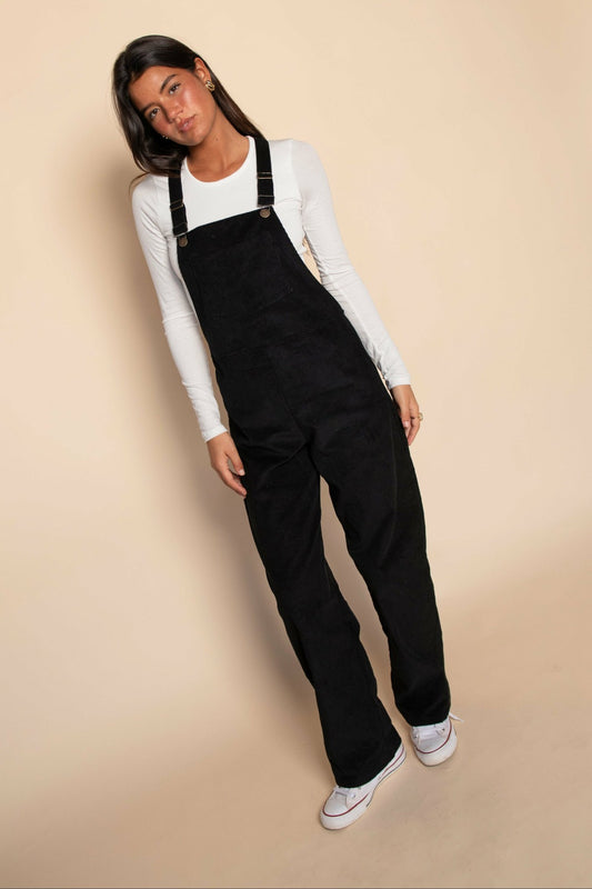Skatie Meave Overalls in Black Corduroy - Wardrobe