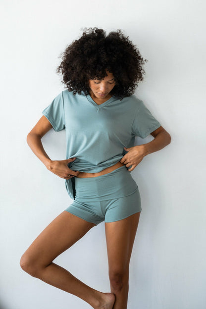 Skatie Hubby Tee Jersey in Sage - Clothing
