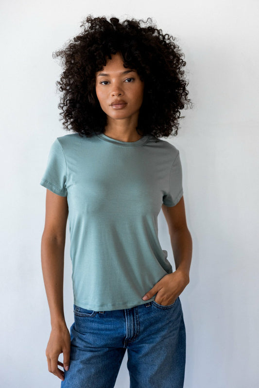 Skatie Bestie Tee Jersey in Sage - Clothing