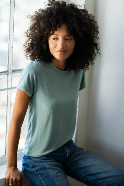 Skatie Bestie Tee Jersey in Sage - Clothing