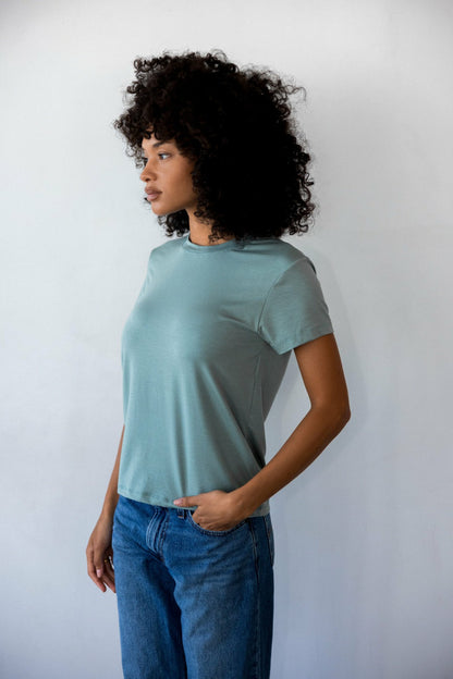 Skatie Bestie Tee Jersey in Sage - Clothing