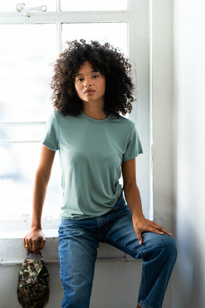 Skatie Bestie Tee Jersey in Sage - Clothing