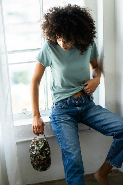 Skatie Bestie Tee Jersey in Sage - Clothing