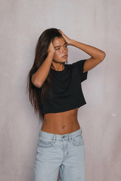 Skatie Boyfriend Tee Jersey in Black - Clothing