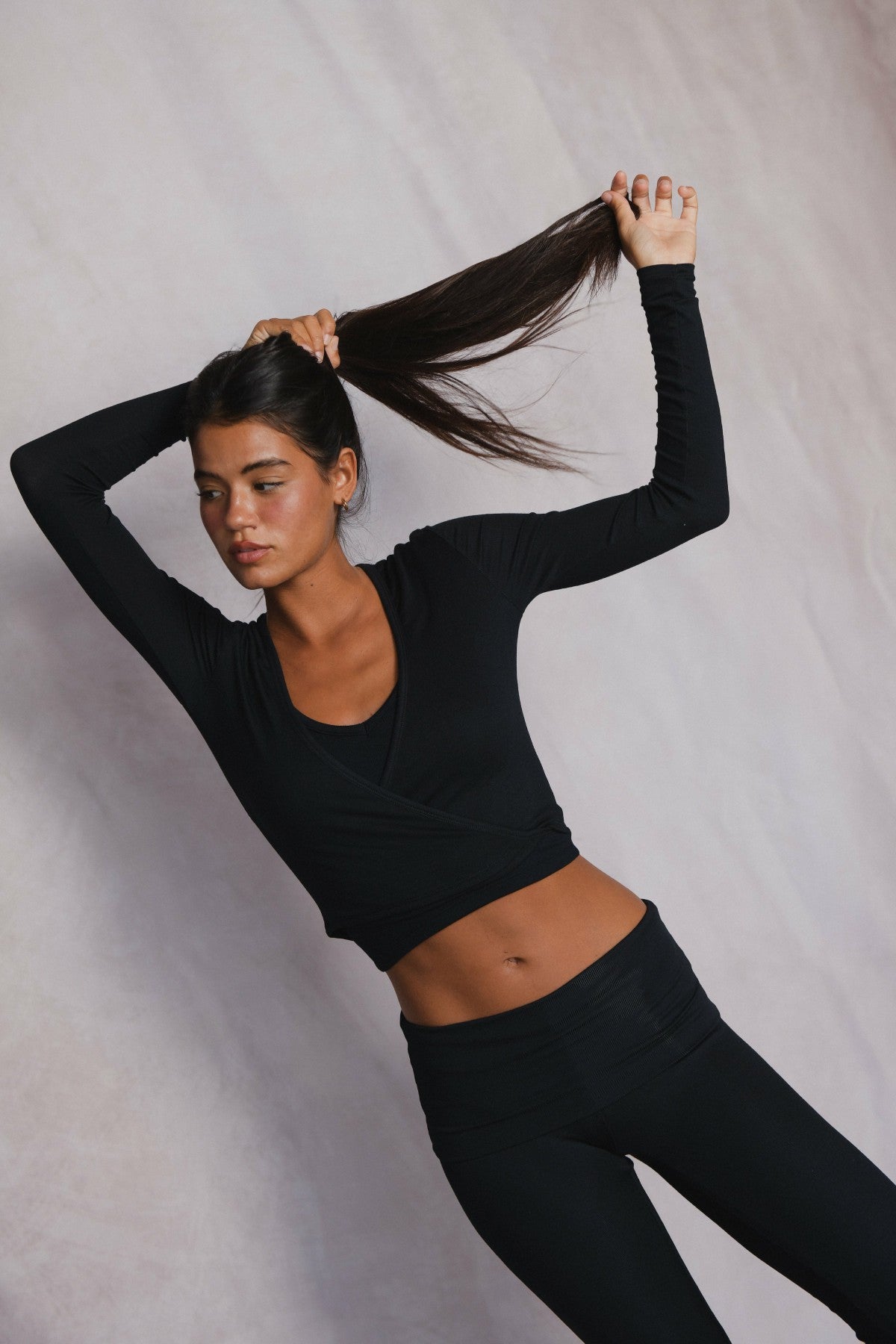 Skatie Margot Wrap Top Baby Ribbed in Black - Clothing