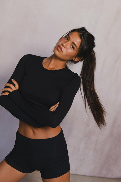 Skatie Erica Top Baby Ribbed in Black - Clothing