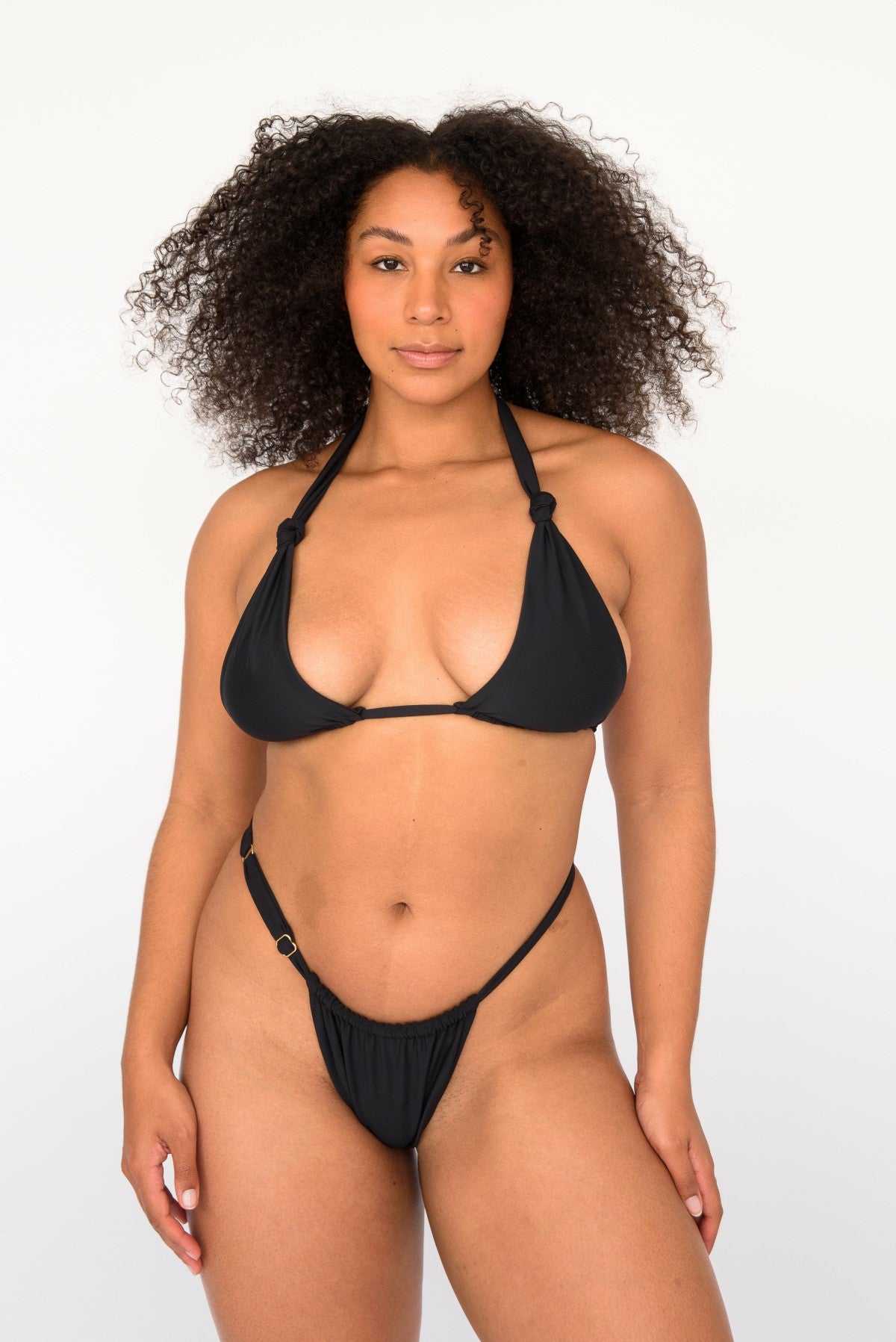 Skatie Bobbi Thick Band Bikini Bottom in Black - Swim