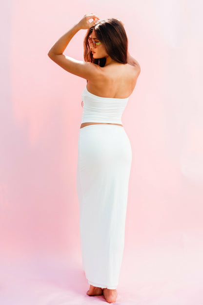 Skatie Polly Tube Top Jersey in White - Clothing