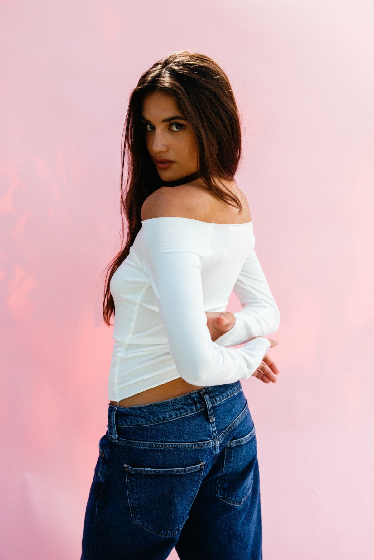 Skatie Brandy Top Jersey in White - Clothing