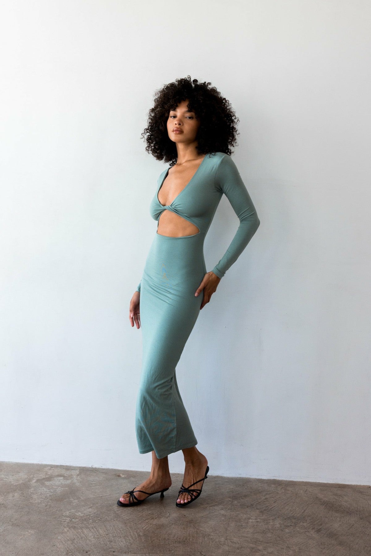 Skatie Holly Dress Jersey in Sage - Clothing