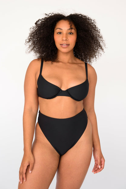 Skatie Monroe Bikini Bottom in Black - Swim